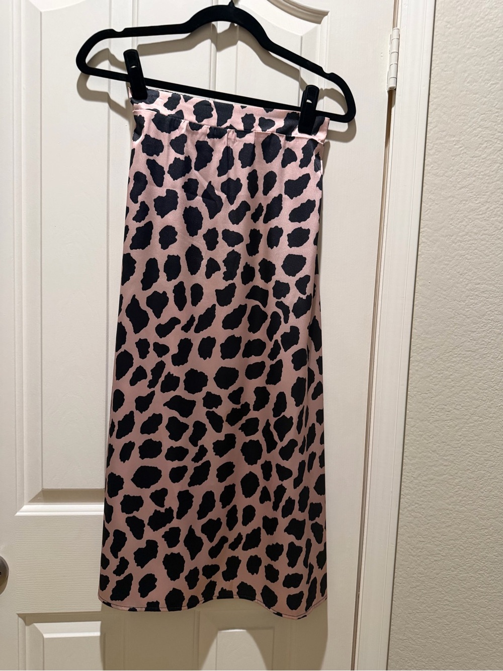 Gold Leopard Print Midi Skirt with Black Spots
